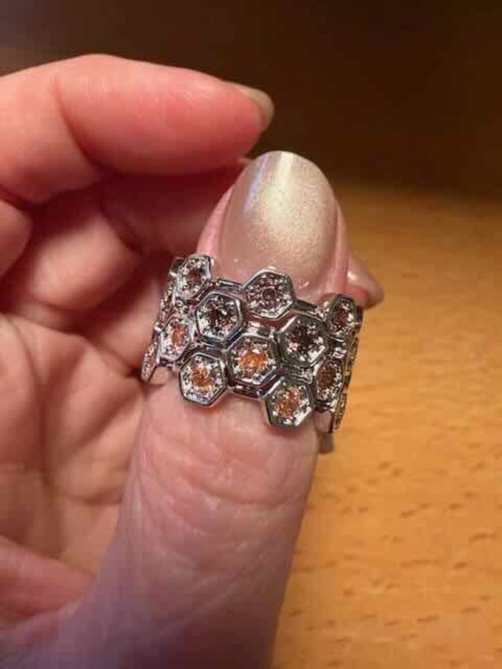 BP Queen Bee Magic Ring Set of 4 | Luxe Bands | Smokey Topaz | Rhodium | NWT